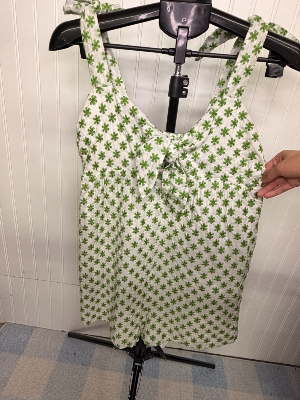 Green Flower Print Tie-Front Romper